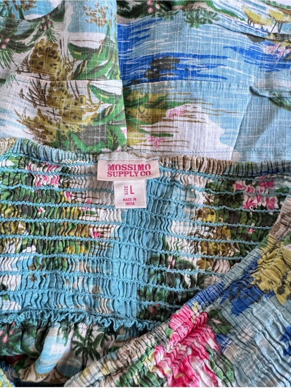 Mossimo Supply Co. Blue, Green & Pink Tropical Strapless Top,Size Large - Picture 5 of 6